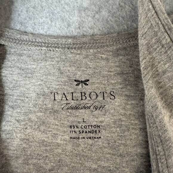 Talbots Womens Gray Scoop Neck Tank Top Casual Summer Layering Casual Size Large - Picture 2 of 12